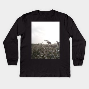 Fishbourne Reeds - a windy day on the coast near Chichester, Sussex, UK Kids Long Sleeve T-Shirt